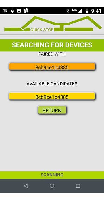 quick stop bluetooth pairing screen